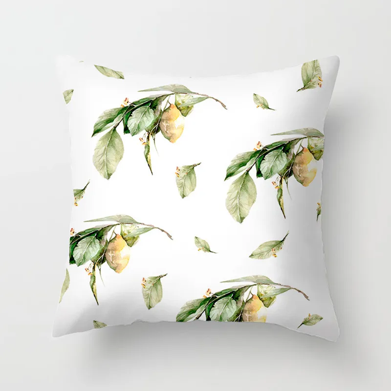 

Декоративная наволочка полиэстер велюр лимонный узор