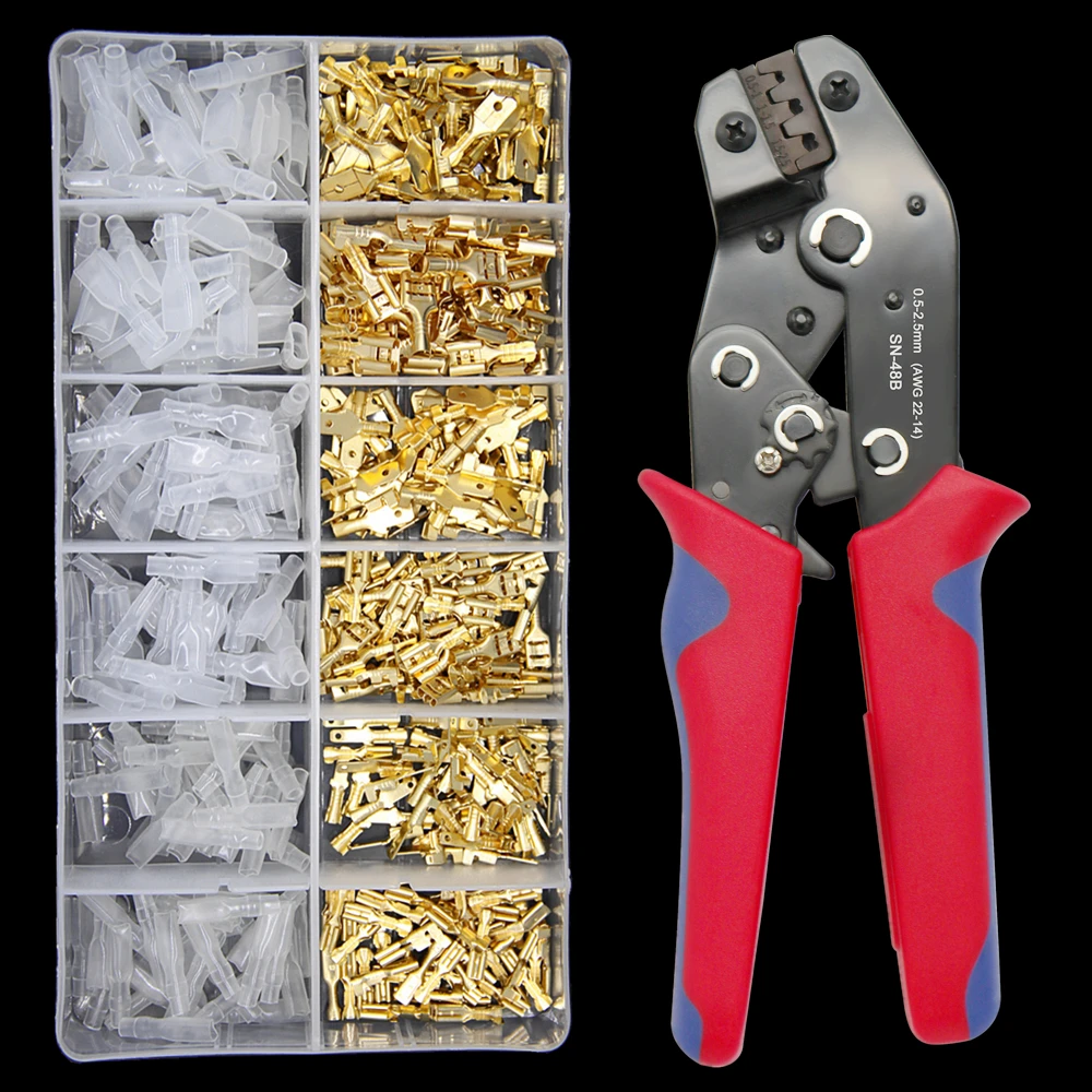 

450 шт., обжимные клеммы для электрических проводов, 2,8/4,8/6,3 мм