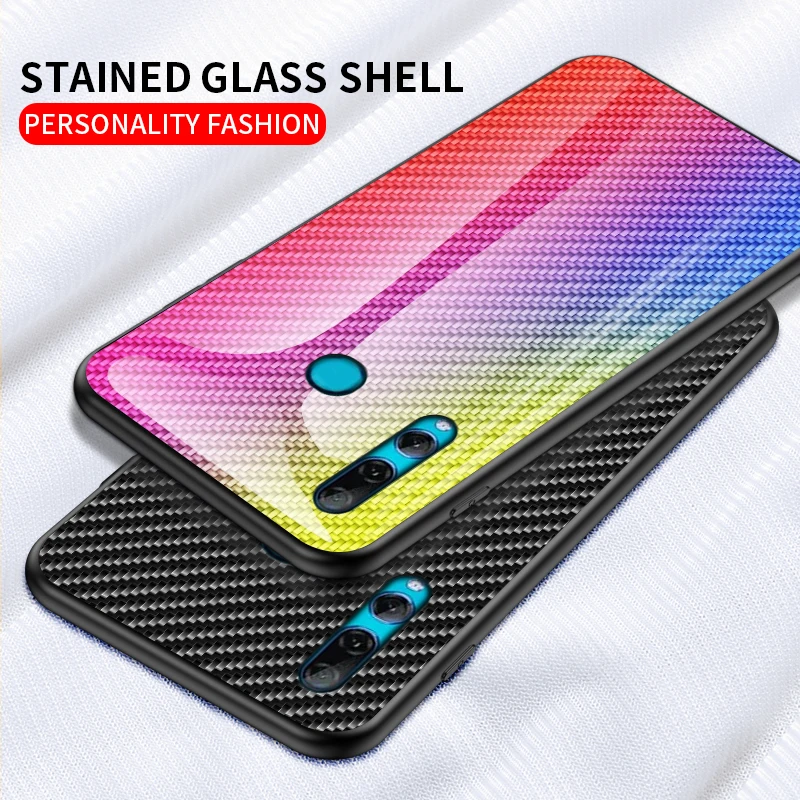 

Carbon fiber glass shell for Huawei Y9A Y9S Y7A Y7P Y6P Y5P Y9Prime Y92019 Y6Pro2019 Psmart2021 Original Tempered Glass Coque