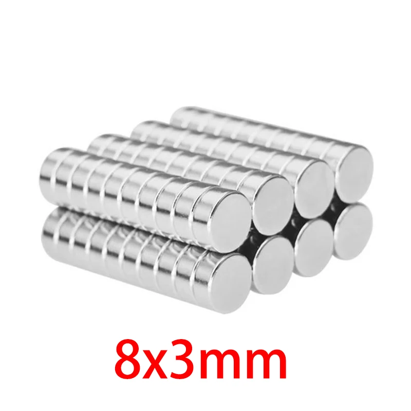 

Hot Sale 10/20/50/100 PCS 8x3 Rare Earth Strong Magnet Diameter 8x3mm Small Round Magnet 8x3 Permanent Neodymium Magnet D8*3mm