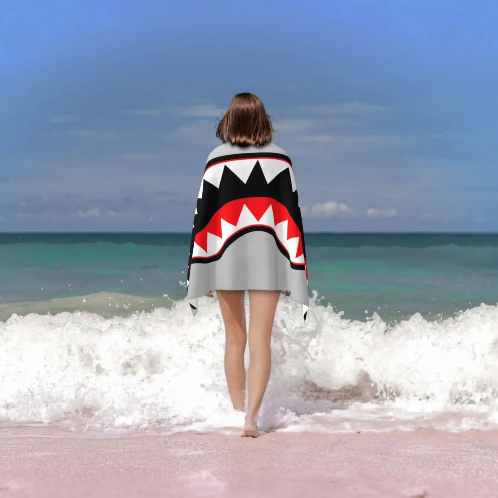 Flying Tiger Teeth Bath Towel Beach Cushion Flyinr Shark Jet Fighter | Towel/Towel Set