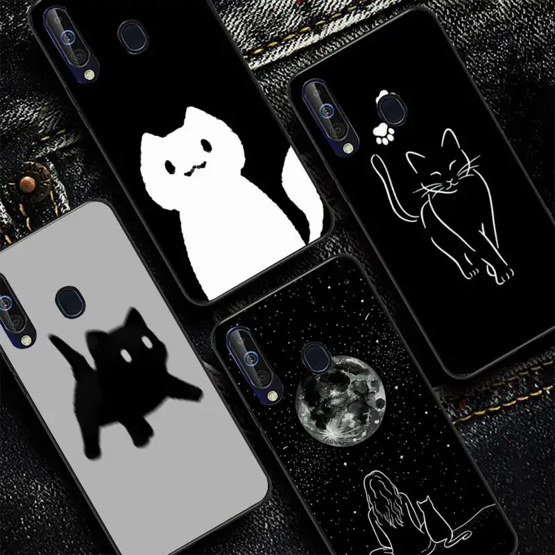 

Simple Line Cute Cat Phone Case for Redmi 8 9 9A for Samsung J5 J6 Note9 for Huawei NOVA3E Mate20lite cover