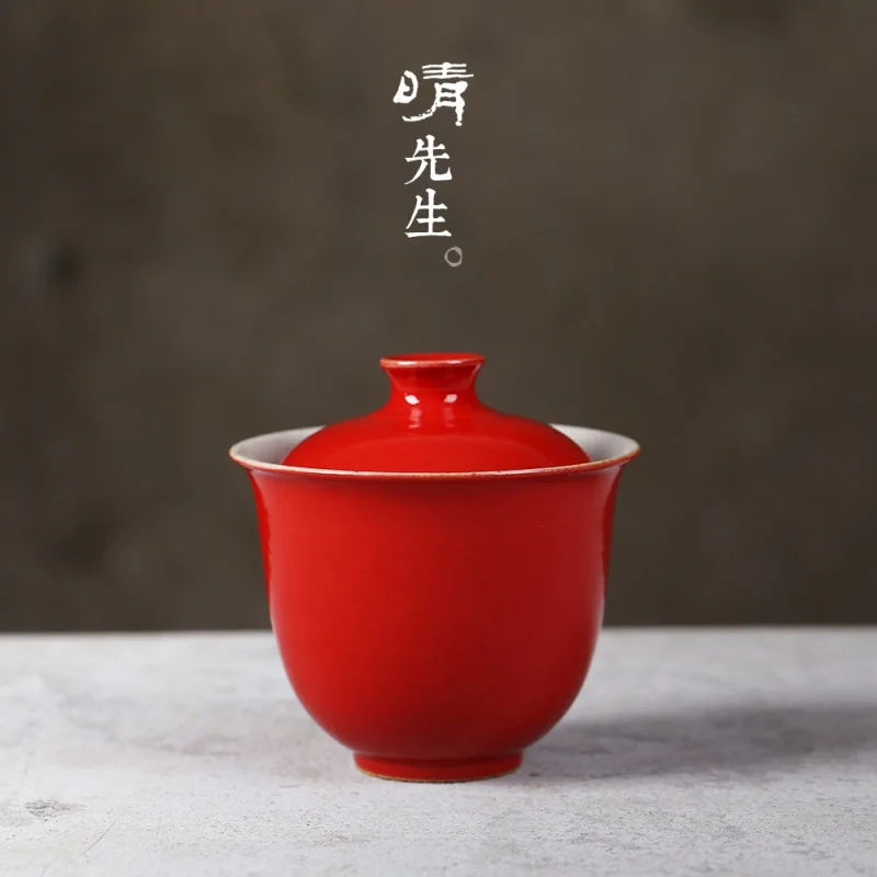 

★Ручная работа, чайный набор, большая НЕОБРАБОТАННАЯ руда, высокотемпературная цветная глазурованная чаша из трех частей, керамика Цзиндэчжэнь