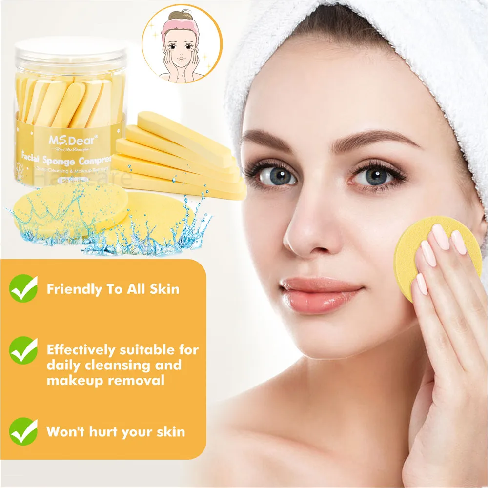 50 шт. сжатые губки для лица