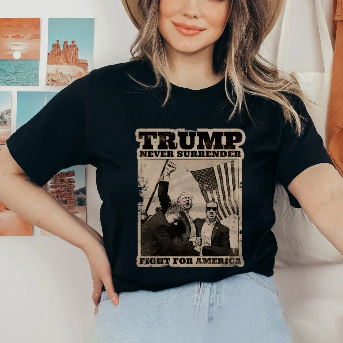 Хлопковая футболка с короткими рукавами не подает президента США Трампа