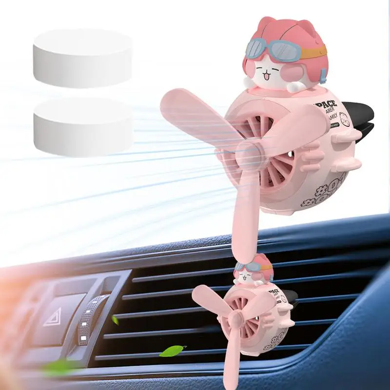 

Pilot Car Diffuser Car Perfume Decoration Replaceable Cartoon Rotating Propeller Perfume Decoration Cute Air Outlet Fan For Car
