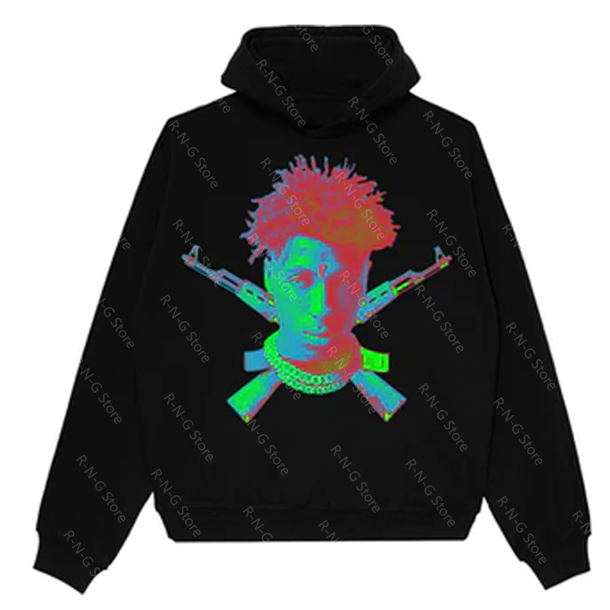 Черный хлопковый топ унисекс в стиле хип-хоп со звездами и принтами YoungBoy НБА на