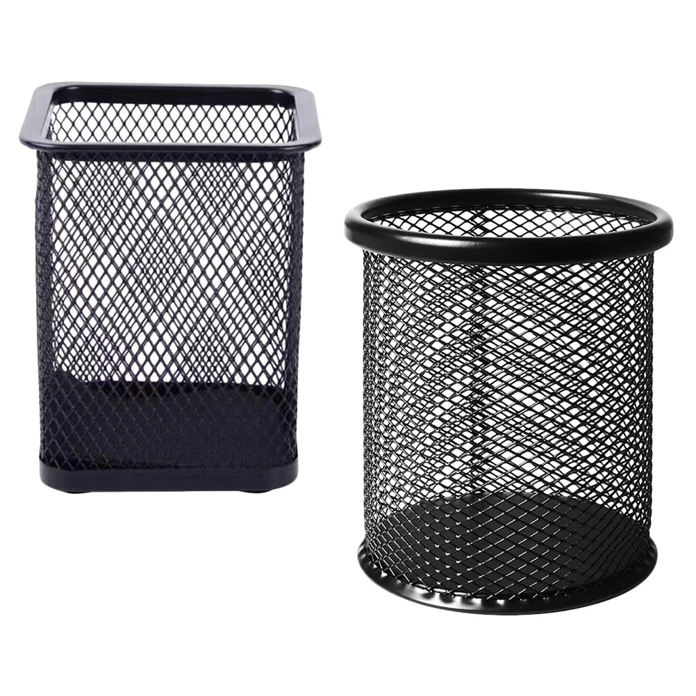 

2Pcs Office Pen Containers Stationery Holders Desktop Pen Organizers Black