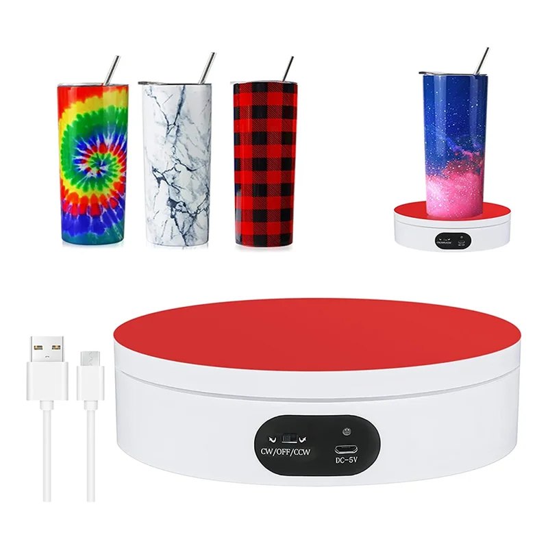 

Sublimation Tumbler Exhibition Stand, 360° Mute Electrical Rotating Show Stand, Sublimation Tumblers, Red