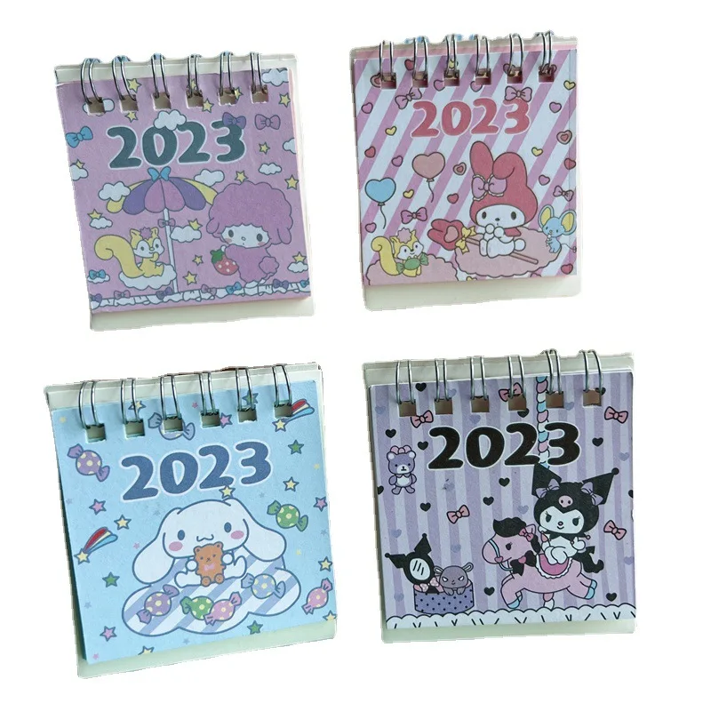 

Кавайный Sanrio аниме мультфильм Kuromi My Melody Ins 2023 мини-календарь Настольный календарь вертикальный Коричный маленький календарь