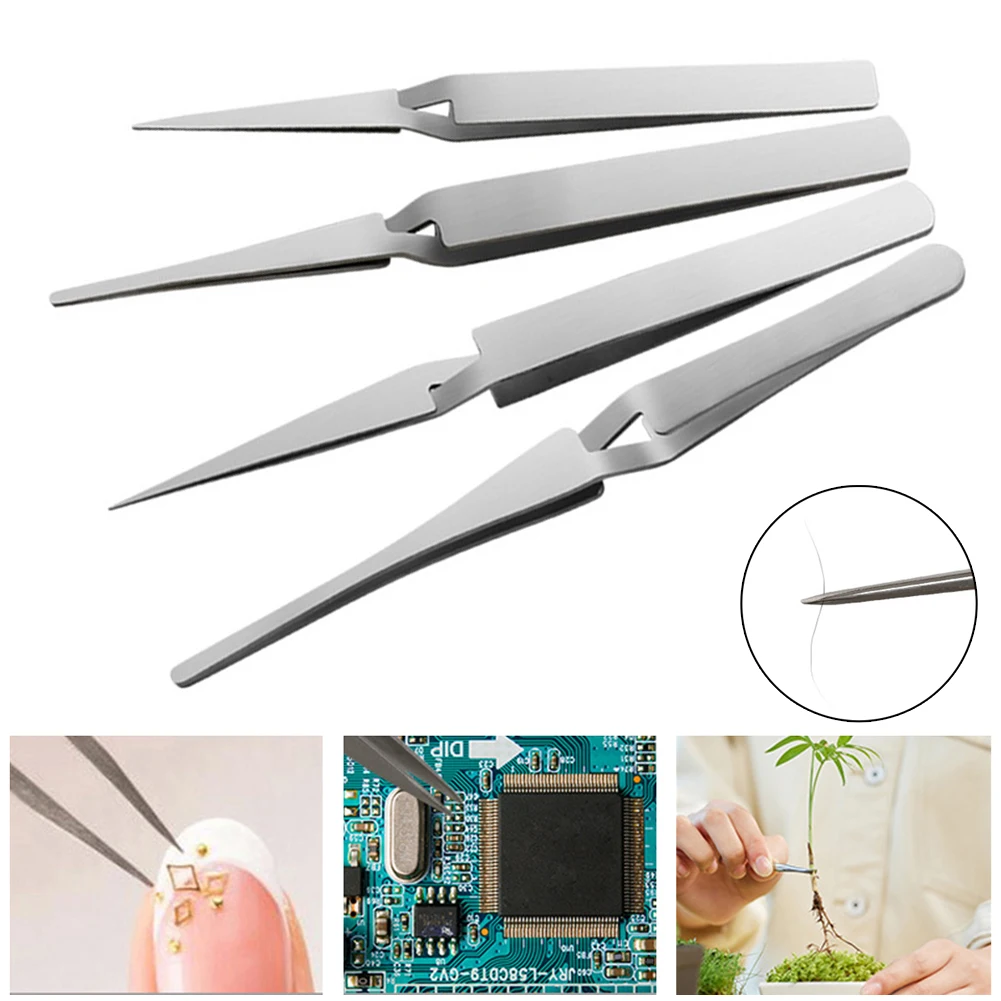 

1pcs Stainless Steel Precision Tweezers Reverse Fixed Self-locking Inverse Tweezers For Electronic Component Repair Tools