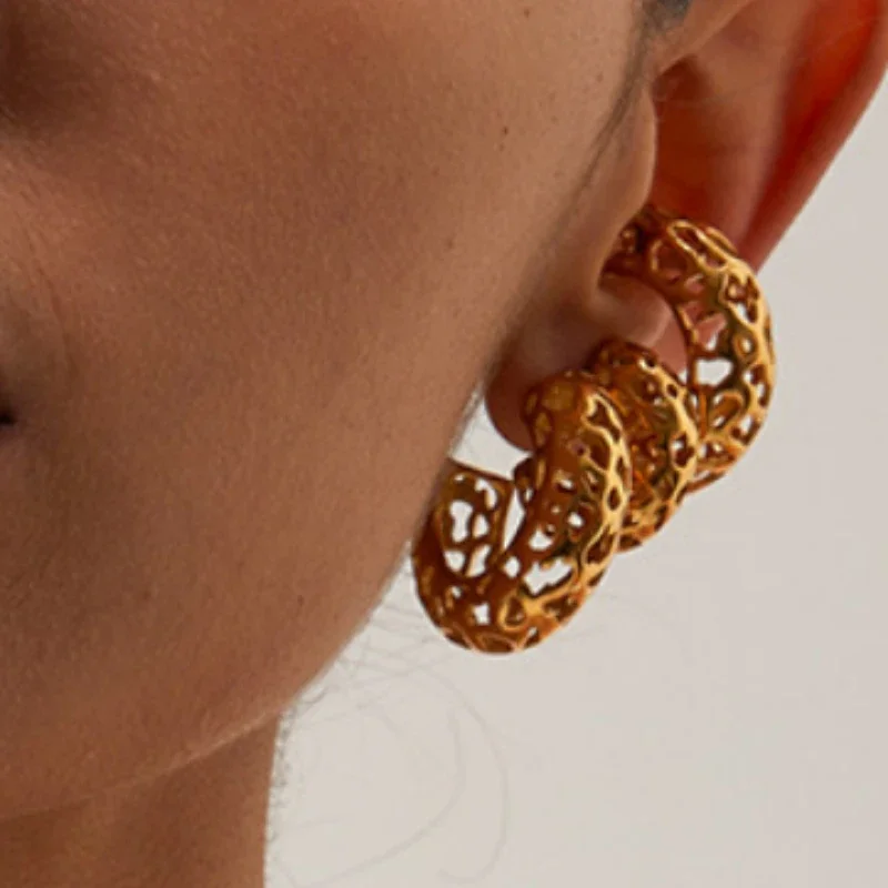 Современные украшения винтажные темпераментные золотистые металлические полые