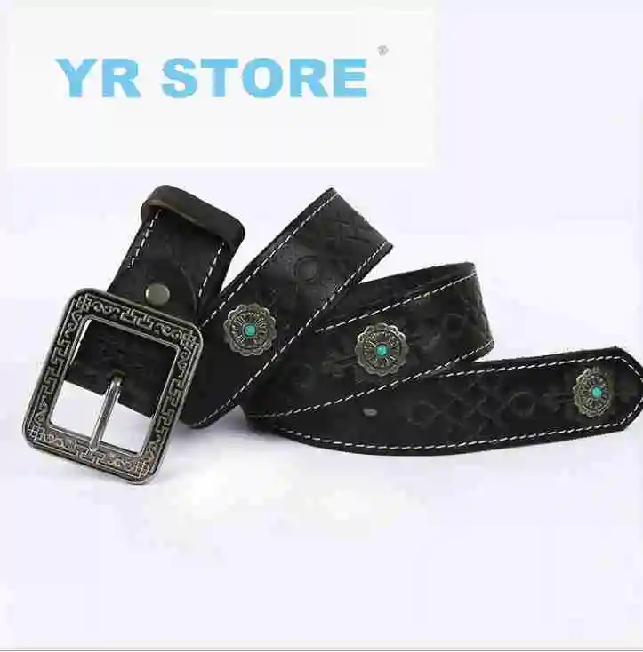 

YR! Бесплатная доставка. Оптовая Продажа. Классические повседневные мужские ремни в национальном стиле. Ремень из натуральной кожи, модный ремень из воловьей кожи, распродажа