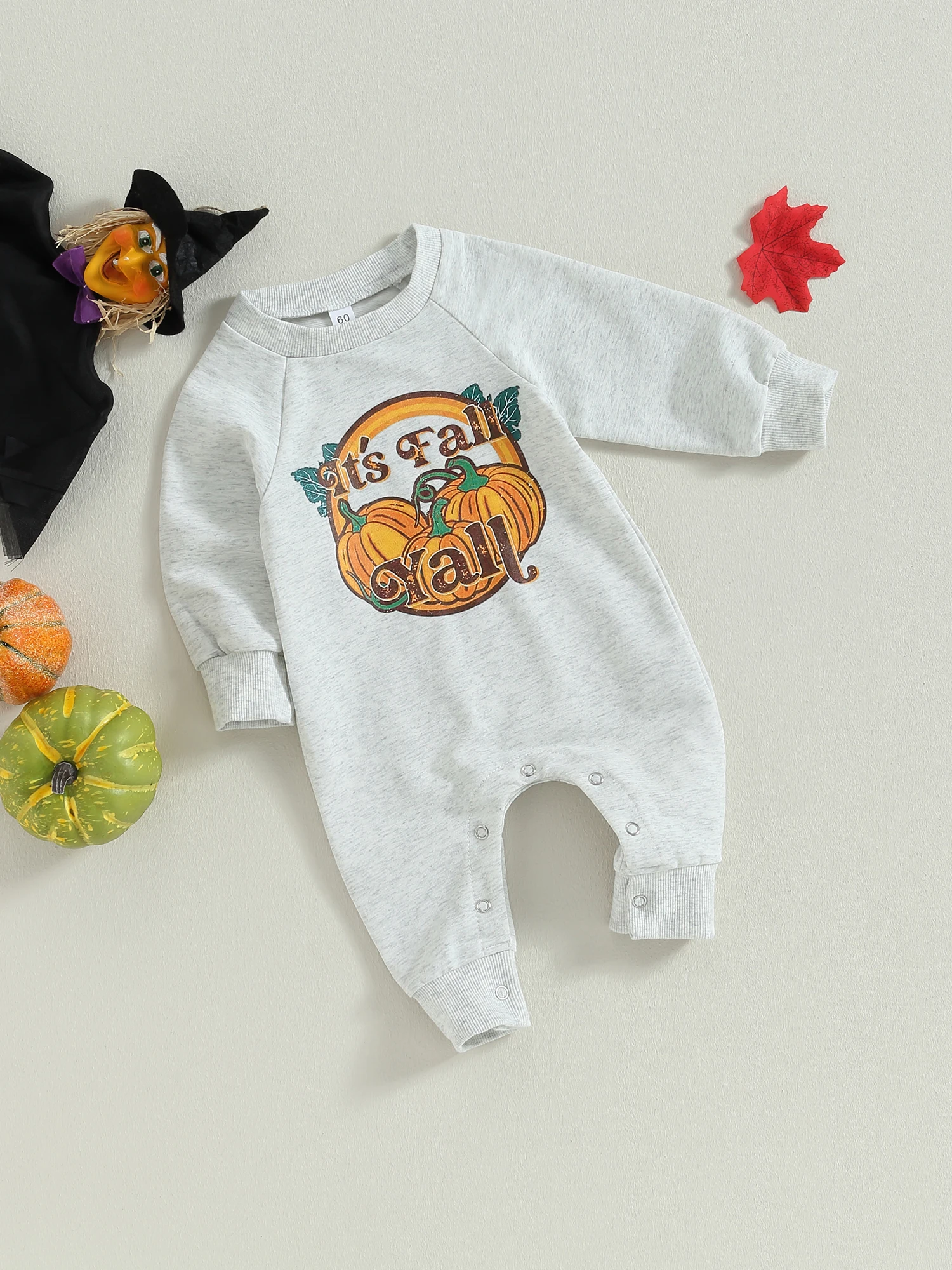 

Милый костюм на Хэллоуин для младенцев, очаровательный комбинезон с тыквой для маленьких мальчиков и девочек, идеально подходит для осени и зимы