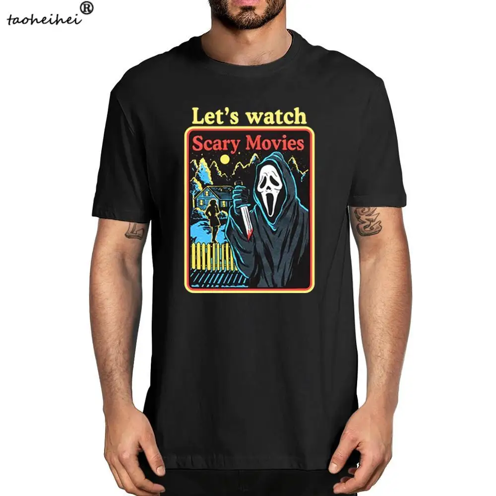 

Футболка с изображением крика из фильма призрака давайте смотреть страшные фильмы из фильмов ужасов Мужская футболка из 100% хлопка Женская ...
