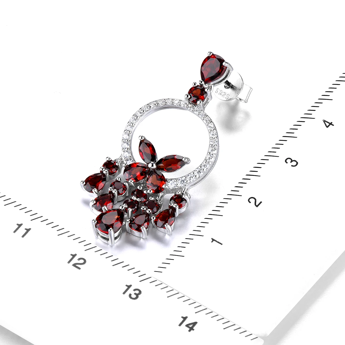 Женские серьги из серебра 5 8 пробы с натуральным красным гранатом