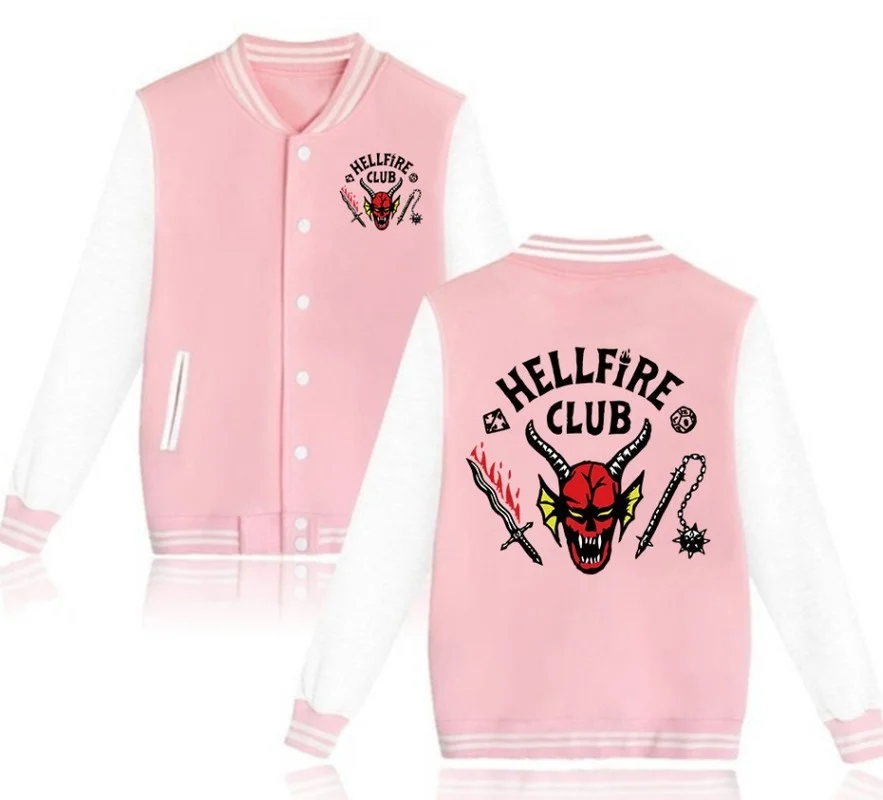 

Hellfire Club Stranger Things Baseball Jacket Coat Sweater Sweatshirt Sports Outwear