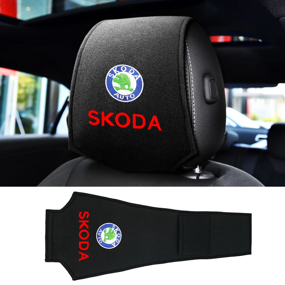 

Car Headrest Cover Retrofit Design Logo Shell Rear Pocket Multifunction For Skoda Octavia 2 3 A5 A7 RS Fabia Superb Kodia ETC