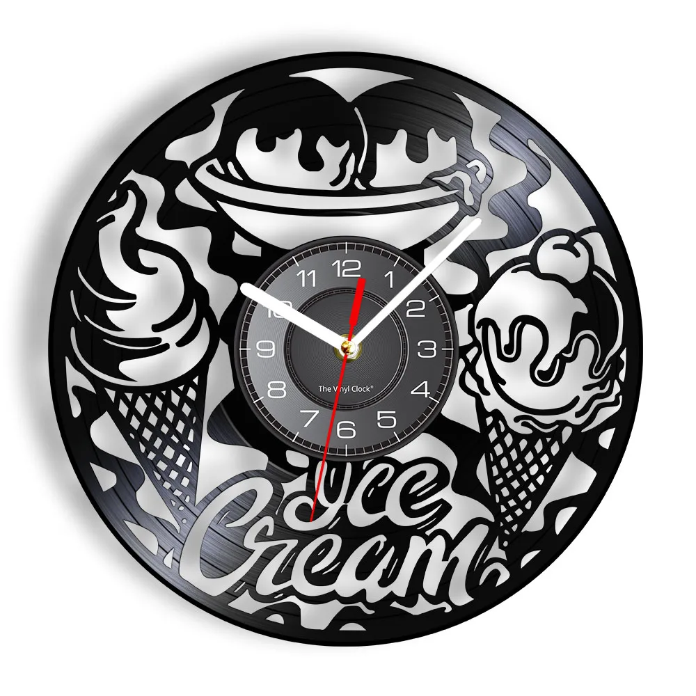 Ice Cream Shop Business Sign Wall Clock Kitchen Decoration M