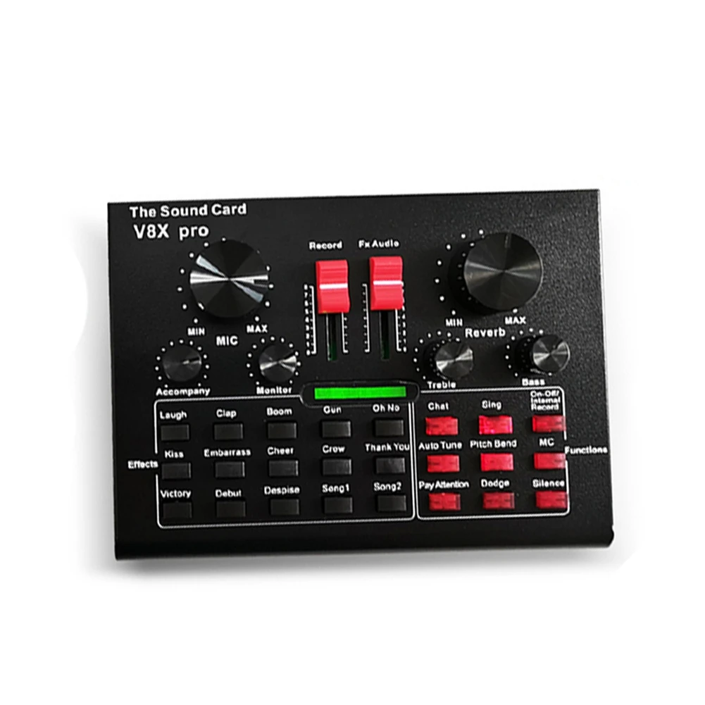 

Звуковая карта V8X PRO Live, Миксер с Bluetooth, 15 режимов, звуковые эффекты для компьютеров, телефонов, пения и записи