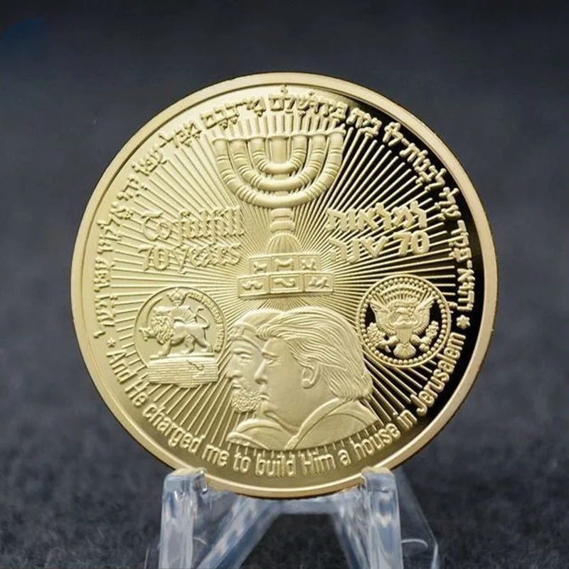 

Дональд Трамп, позолоченная монета, циррус, еврейский храм, джежом, Израиль, памятная Коллекционная монета, вызов, монета, подарок