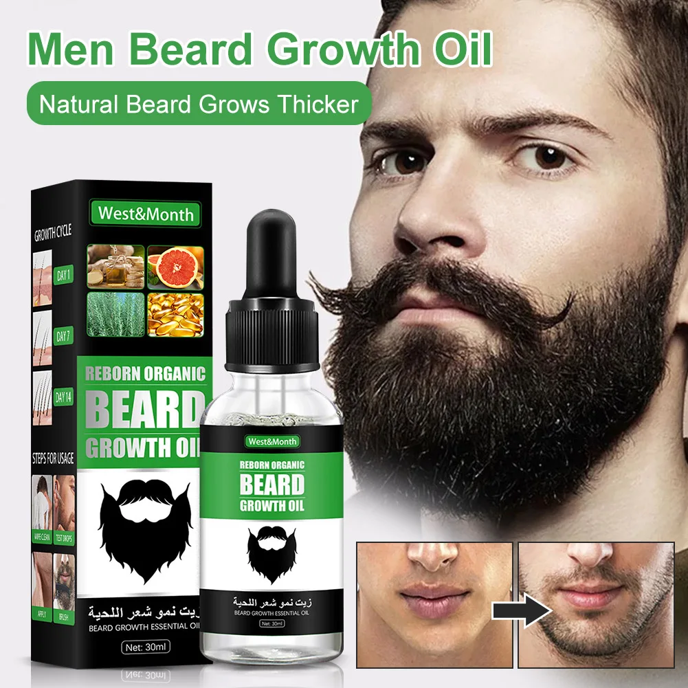 30ml Men Beard Growth Oil Natural Beard Grows Thicker Longer Mustache Growth Enhancer Moisturizer Beard Care Serum