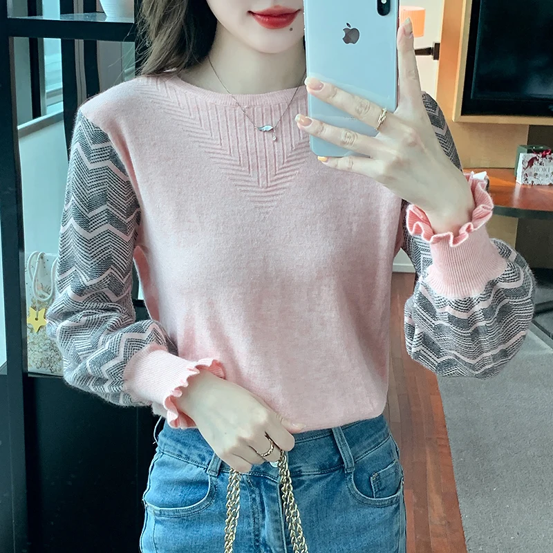 

Striped Long Sleeve O Neck Sweaters Women Winter Clothes Women Wool Bottoming Tops Pullover Knitted Sweater New Jumper 29524