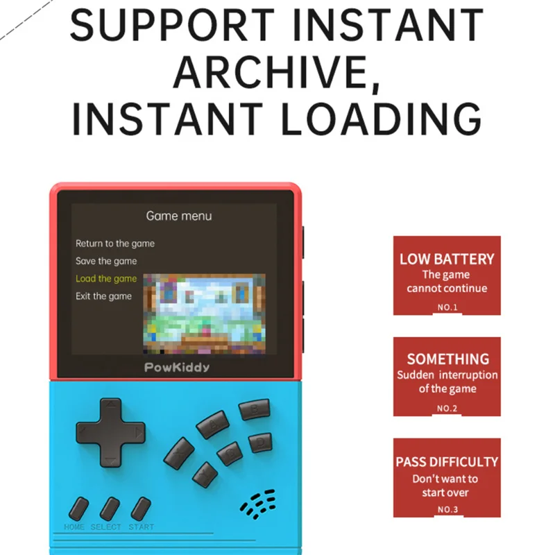 

POWKIDDY V2 Retro Game Pocket Console 10 Simulators 10000+ Games 3.2-inch Screen Handheld Game Console Retro CPS1 Kids Gift CE
