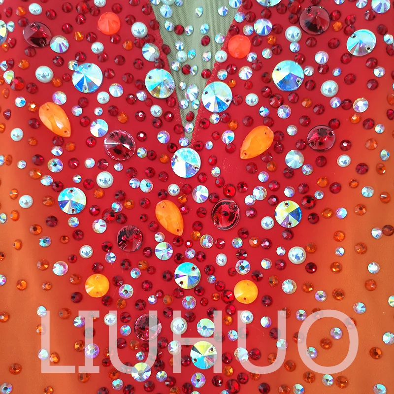 LIUHUO Купальник для художественной гимнастики соревнований по черлидингу детей