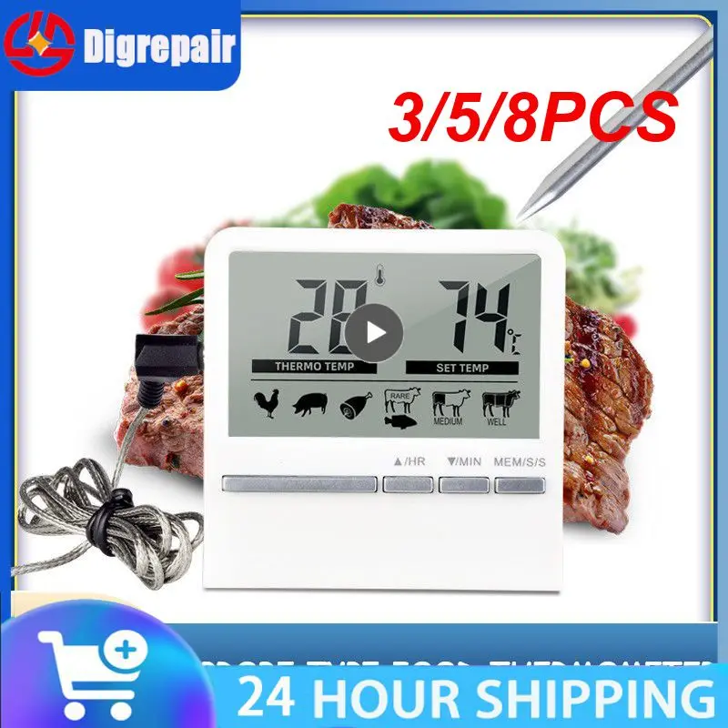 

Digital BBQ Cooking Oven Thermometer Meat Kitchen Food Temperature Meter For Grill Timer Function With Stainless Steel Probe