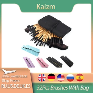 Набор профессиональных кистей для макияжа Kaizm 32 шт., основа для теней для век, румяна, маркер, набор кистей для макияжа с сумкой для хранения