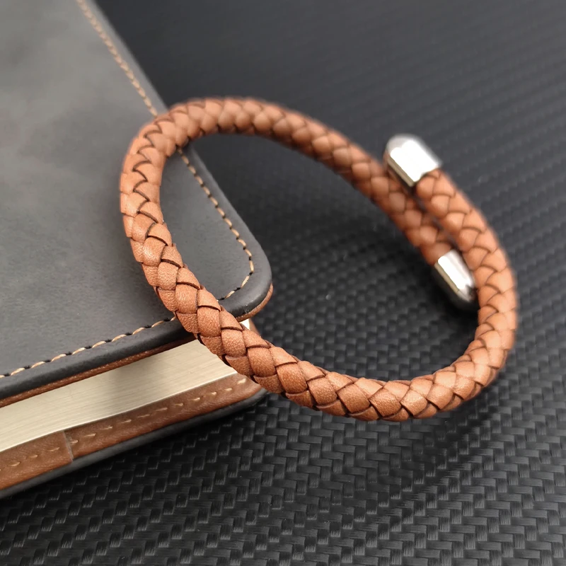Мужской кожаный браслет ручной работы с пряжкой из нержавеющей стали - купить по