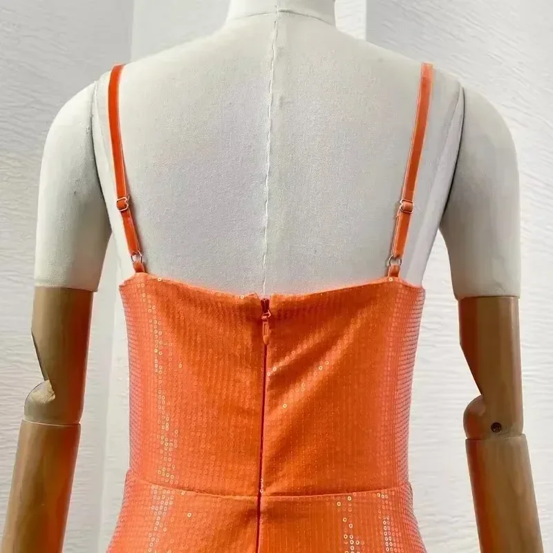 Высококачественное женское оранжево-синее радужное цветное платье без рукавов с