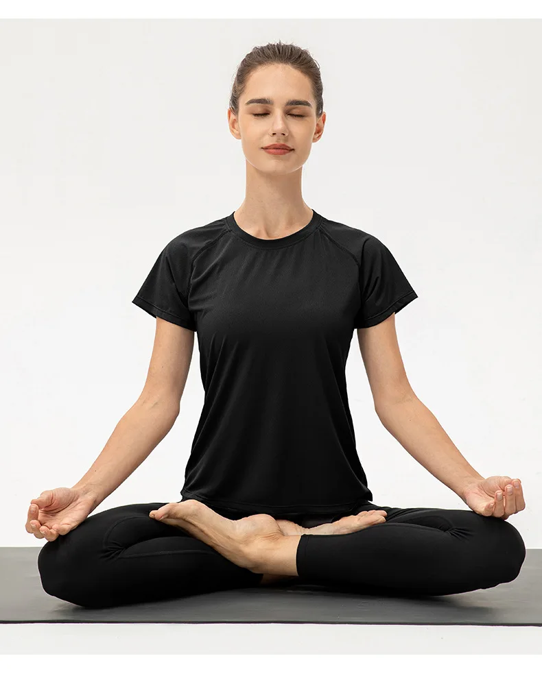 Women Quick Dry Short Sleeve Sports Running T Shirt Breathable Slim Tops Yoga T-shirts Tees Fitness Gym Workout ICESENSE
