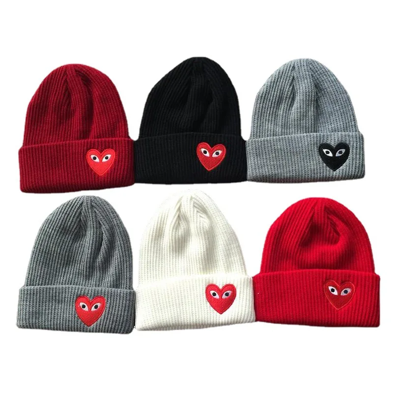 

2022 Winter Woman Warm Hats Heart Eyes Cartoon Label Beanies Knit Hat Toucas Bonnet Hats Man Hat Crochet Cap Skullies Gorros