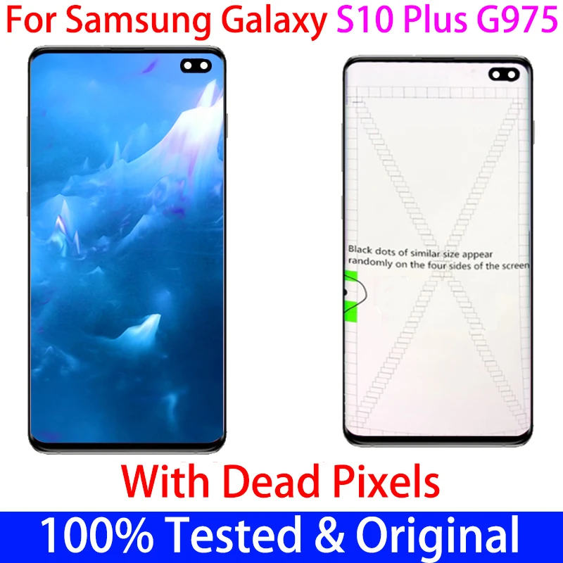 100% Оригинальный AMOLED дисплей с рамкой для SAMSUNG Galaxy S10 Plus Полный ЖК-дисплей