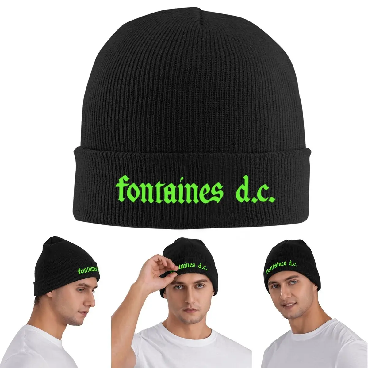 Фото Fontaines DC Band Tour 2025 теплая вязаная шапка зимняя вязаная шапка Skullies шапочки шапки в стиле хип-хоп для унисекс №1
