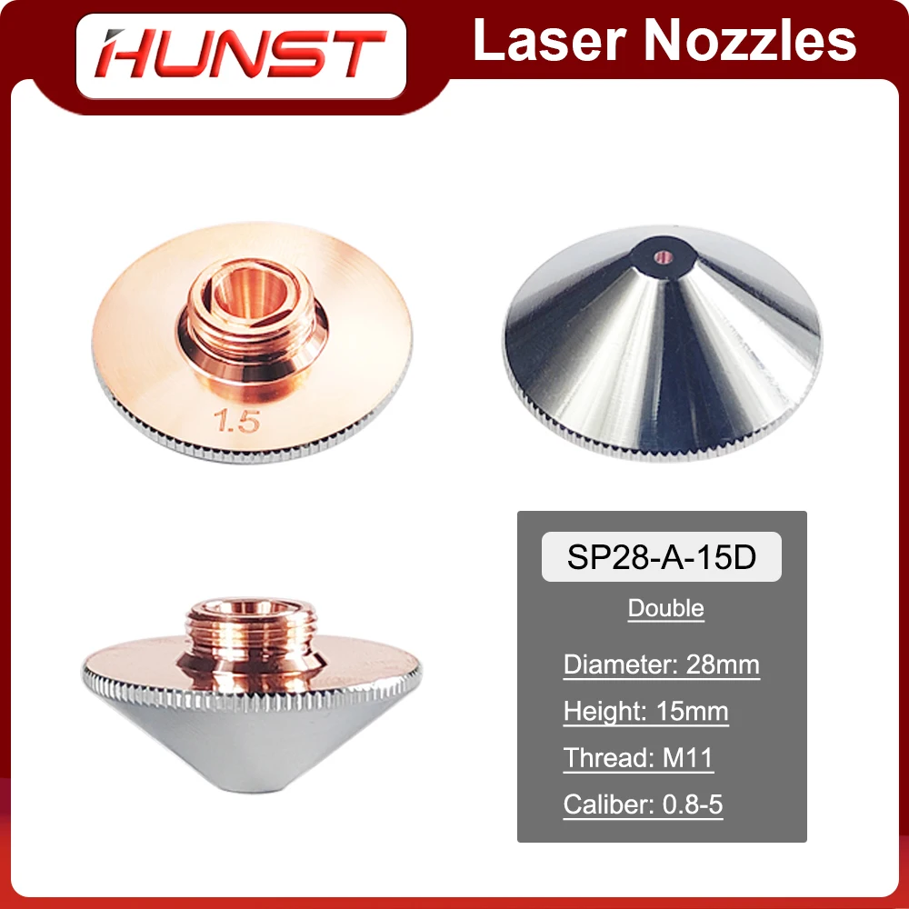 

HUNST Dia.28mm Laser Nozzle Single Double Layer Caliber 0.8-5.0 For Raytools Precitec WSX Fiber Laser Cutting Head