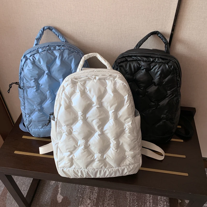 

Winter Ultralight Warm Space Down Backpack Women School Backpack Bags for Girls Fashion Trend Lightweight Cotton Travel Bags