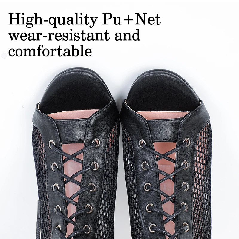 DKZSYIM Women Short Dance Boots HOT Ballroom Latin Dance Shoes Ladies Soft Soles Tango/Salsa Dancing Shoes Thin Heels 7cm-9.5CM