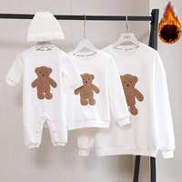 family matching clothes winter thicken sweater embroidery cartoon bear father son mother daughter long sleeved shirt s xxxl
