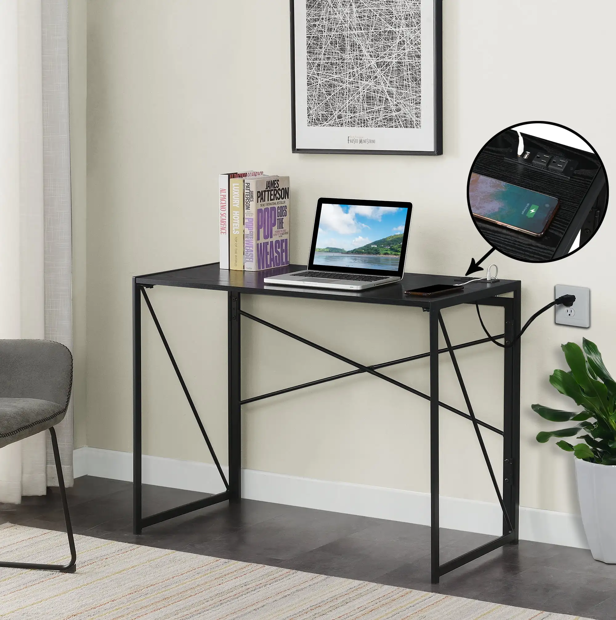 

Convenience Concepts Xtra Folding Desk with Charging Station