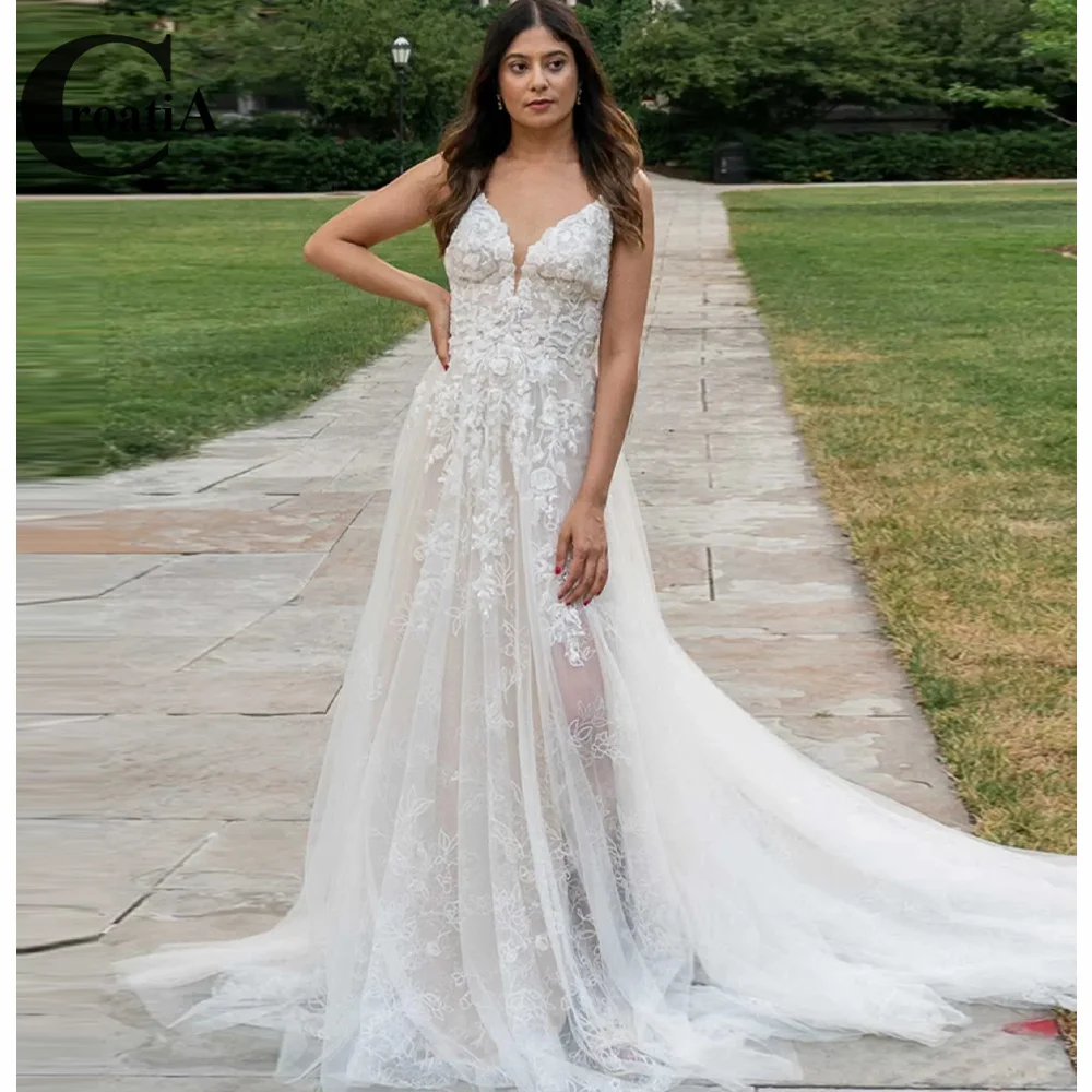 

Croadia Modern Wedding Dresses Beach Backless Lace New Arrival New Vestido De Noiva Gelinlik Dubai Bridal Engagement Robe Mariee