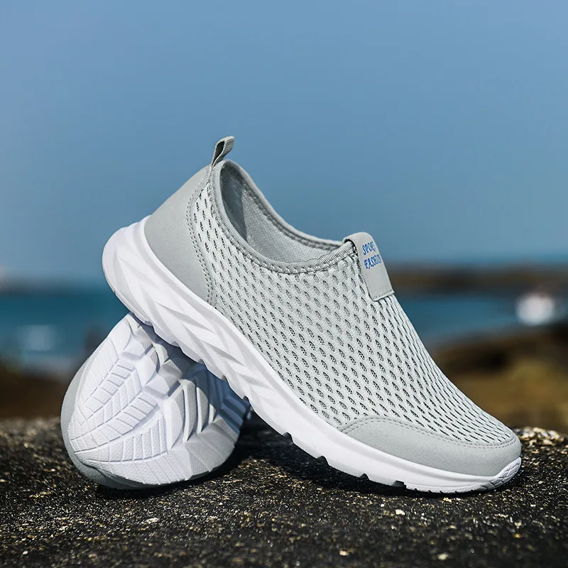 

2023 Spring Summer Shoes Men Couple Casual Shoes Fashion Breathable Walking Sneakers Slip-on Mens Mesh Flats Shoes Plus Size 48