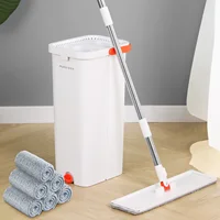Mop and Bucket with Wringer Set,Hands Free Flat Floor Mop and Bucket Set,Mops for Floor Cleaning with Washable Microfiber Mops