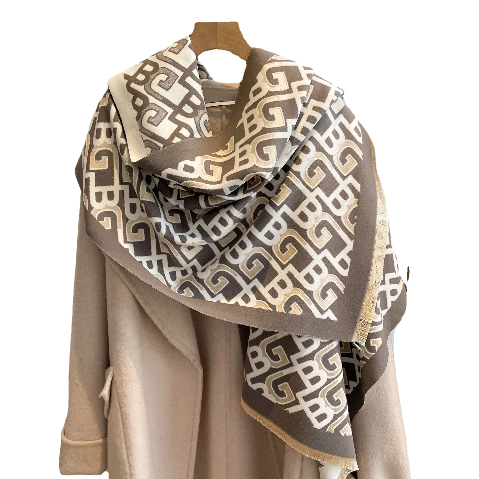

Зимний кашемировый шарф, женские шали из пашмианской ткани с принтом, теплый шарф Bufanda, плотное одеяло, платок, женские шарфы, дизайнерский двухсторонний шарф