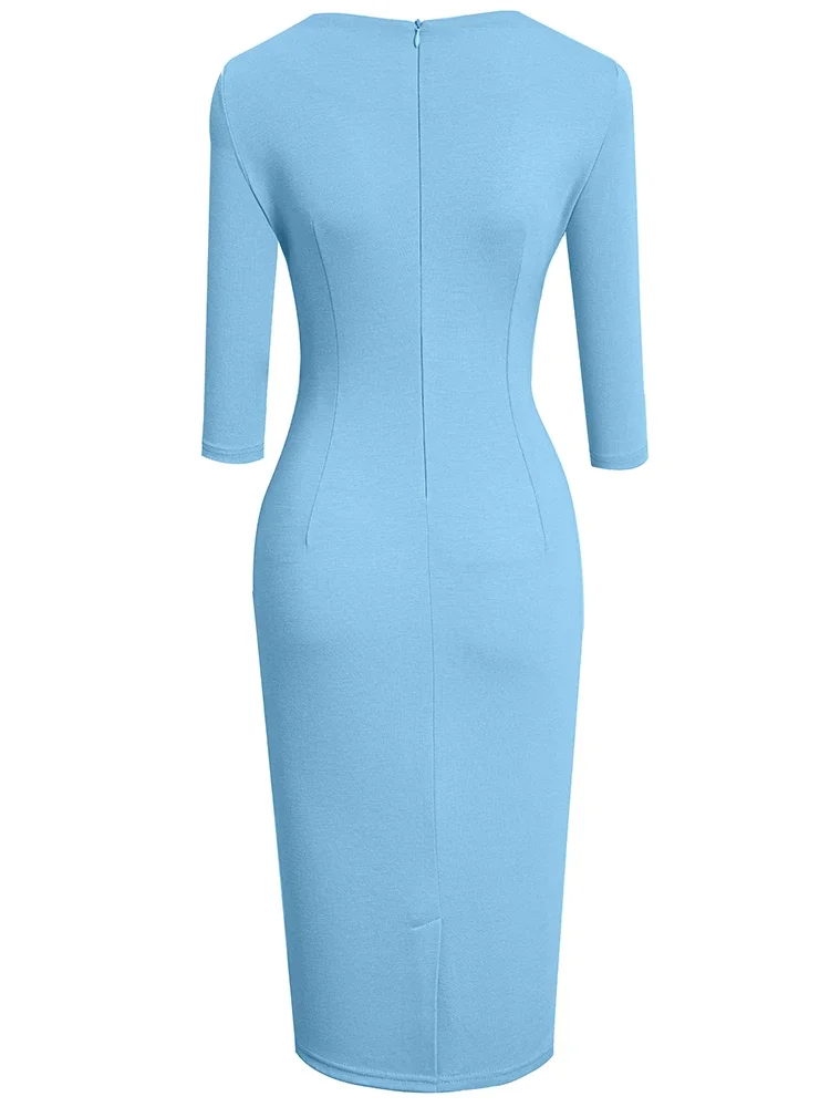 Женское однотонное Деловое платье Nice-forever весеннее облегающее и элегантное с