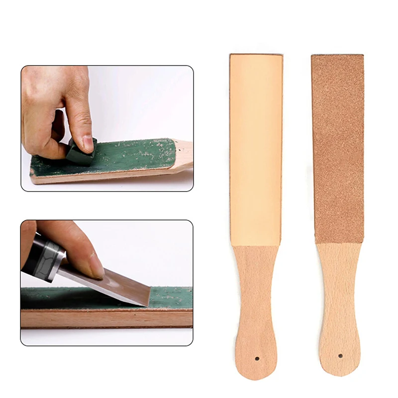 

Leather Knife Sharpener Sharpening Strop Tool Black Wood Razor Polishing Board Fine Grinding With Polish Compound 280/380mm