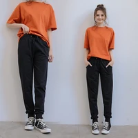 2022 new style autumn and winter trousers thick casual pants womens elastic waist stretch thin student sports pants
