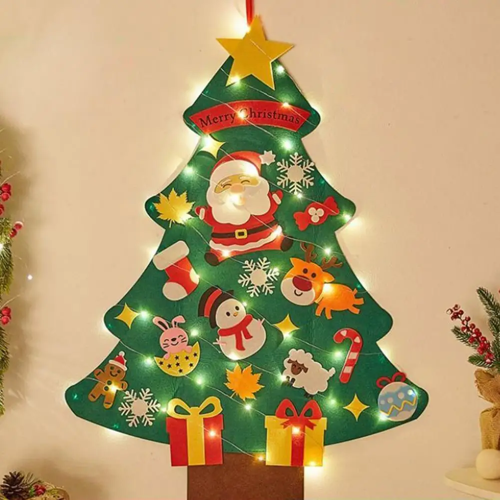 

Home Decor Handmade Diy Felt Christmas Tree Kit with Vibrant Colors Adorable Appearance String Lights Party Decor Holiday Light